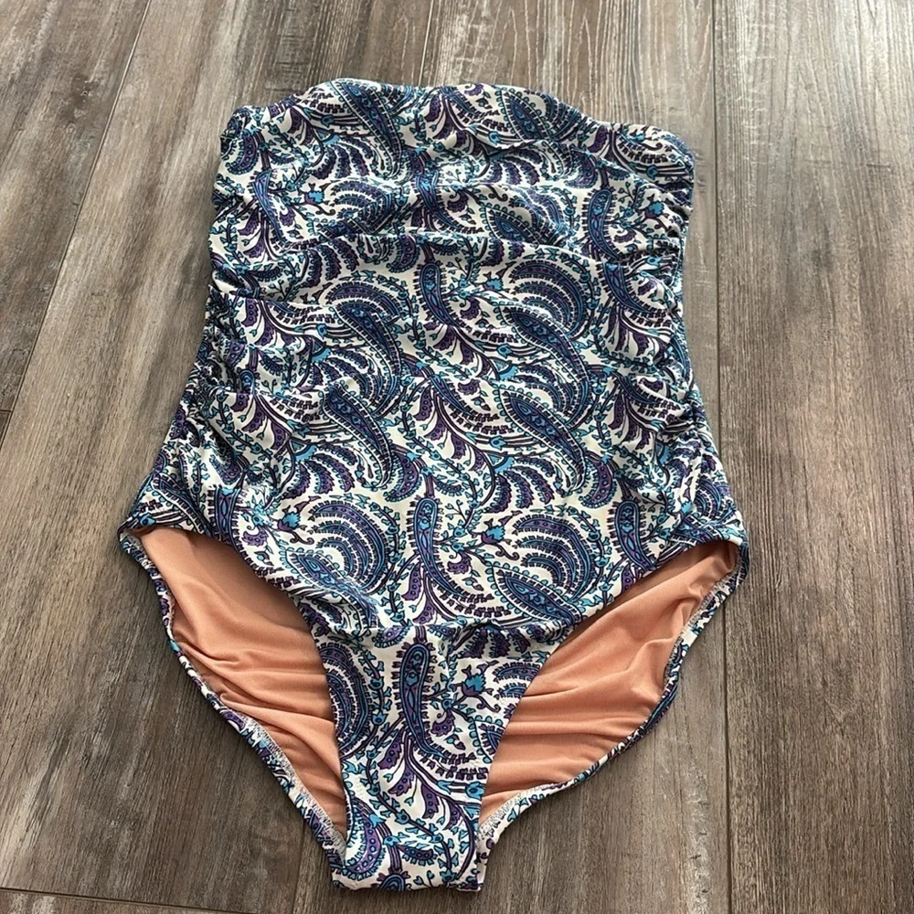 J. Crew Ratti Bandeau Paisley Print Swimsuit size 8